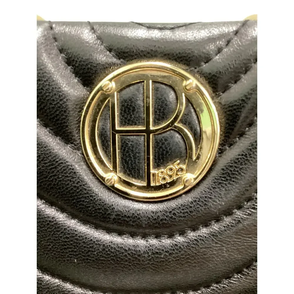 henri bendel Black Quilted Leather Shoulder Bag with Gold Hardware